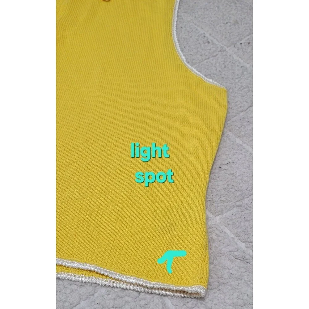 Michael Simon Womens Yellow Button Front Sweater Knit Vest Collared Size‎ L